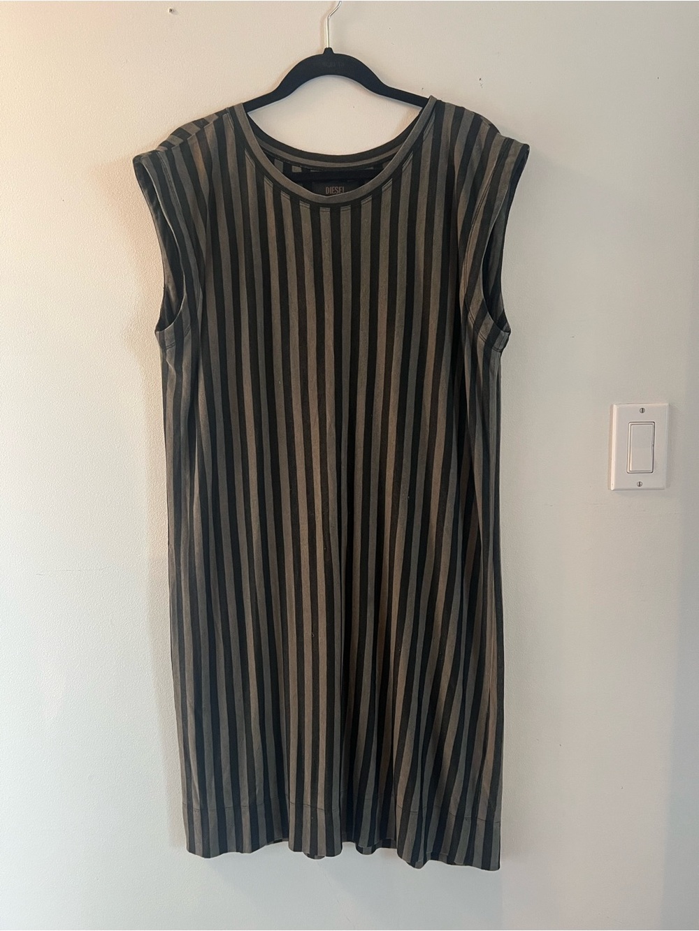 Diesel Sleeveless Vertical Stripe Dress - Black & Grey